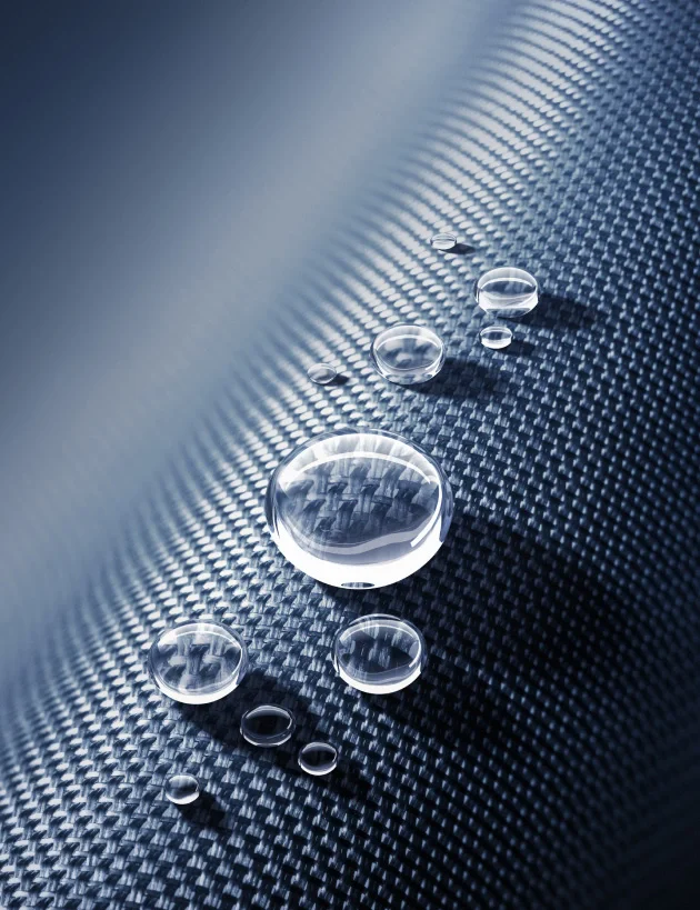 water droplets don't soak into the fabric